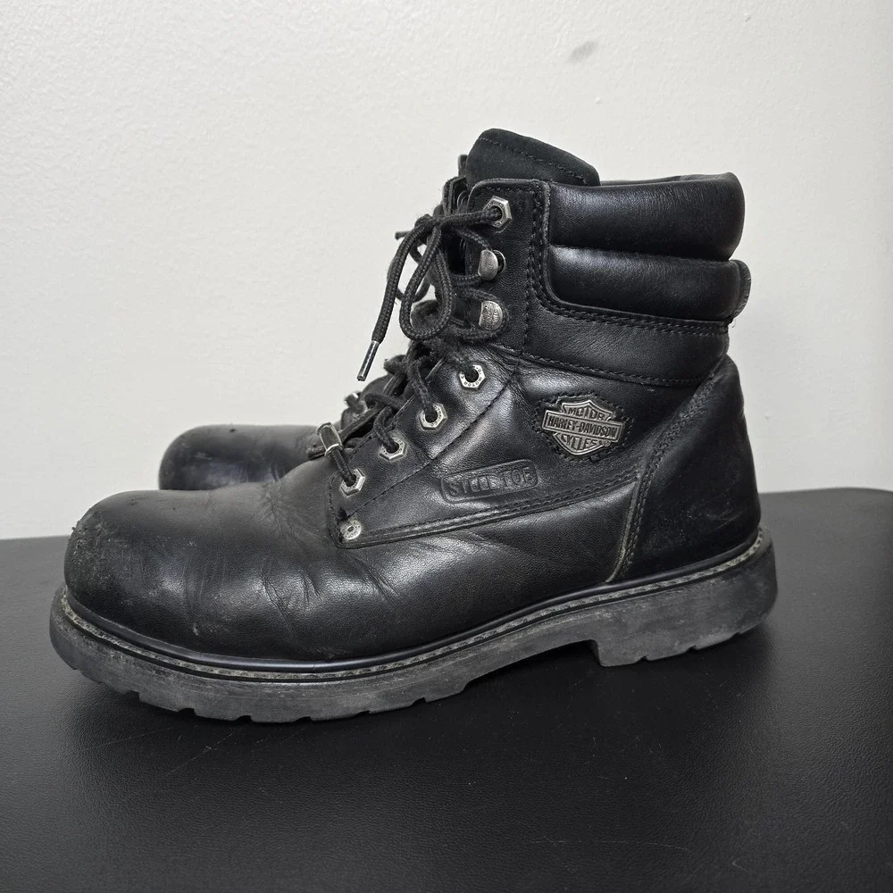 Harley Davidson Boots Mens‎ 12 Black Steel Toe Crankshaft Leather Biker 91013